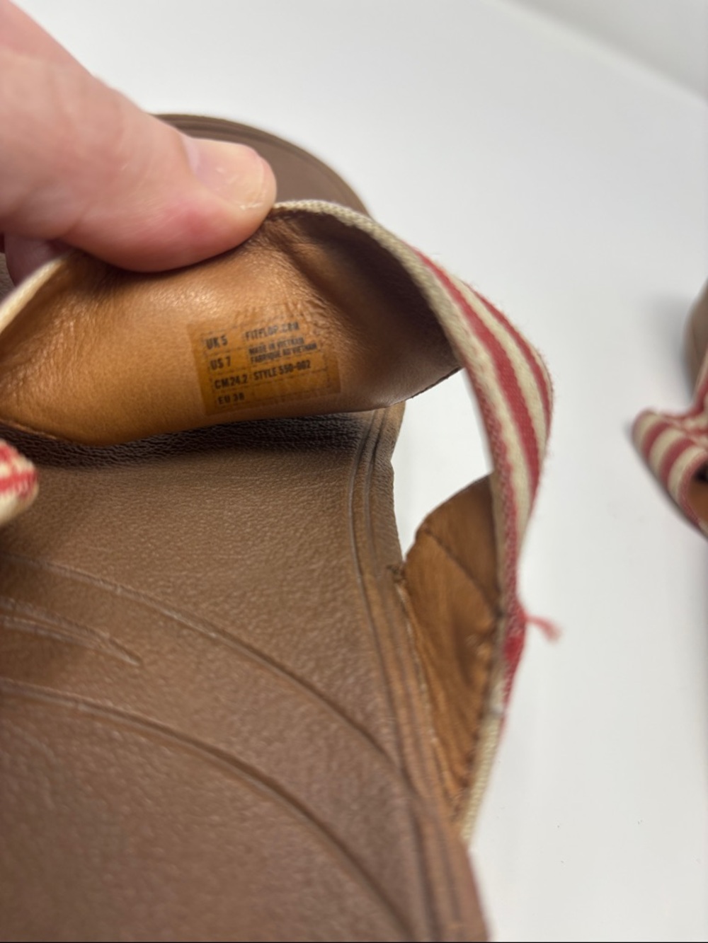 Striped Red and Cream Thong Sandals - Women fitflop 7 - Picture 7 of 8